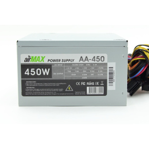 Блок питания AirMax AA-450W 450W ATX (24+4+6пин, 120mm (SCP)\(OVP)\(OCP)\(UVP)\ATX 12V v.2.3)[zircon]