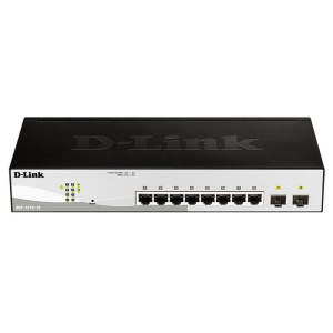 Коммутатор D-Link DGS-1210-10/F1A Настраиваемый коммутатор WebSmart с 8 портами 10/100/1000Base-T и 2 портами 1000Base-X SFP {5} (411670)