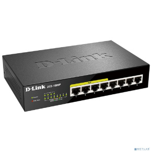 D-Link DGS-1008P/E1A Неуправляемый коммутатор с 8 портами 10/100/1000Base-T (4 порта PoE 802.3af/at, PoE-бюджет 80 Вт)