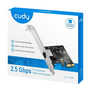 Адаптер беспроводной связи (Wi-Fi) CUDY 2 5G PCI Express Adapter 2.5Gbps PCI Express Adapter, Realtek Chipset, 2.5G/1000M/100M/10M Auto Adaptive, IEE