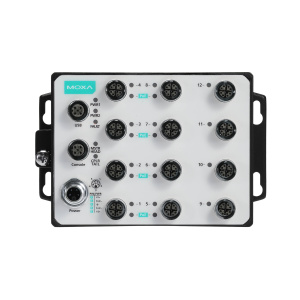 Управляемый Ethernet-коммутатор 2 уровня с 8 портами 100/1000BaseT(X) 802.3at PoE+ и 4 портами 10/100/1000 BaseT(X) M12, соответствующие стандарту EN