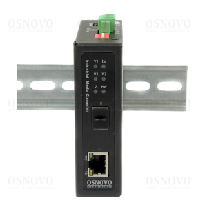 Медиаконвертер OSNOVO OMC-1000-11X/I Промышленный компактный медиаконвертер Gigabit Ethernet. Порты: 1 x GE (10/100/1000Base-T), 1 x GE SFP (100/1000B