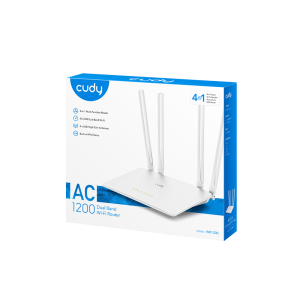 Маршрутизатор CUDY AC1200 Wi-Fi Router Dual Band, Chipset MediaTek, 802.11ac/a/b/g/n, 867Mbps at 5GHz + 300Mbps at 2.4GHz, 5 × 10/100Mbps Ports, WiFi
