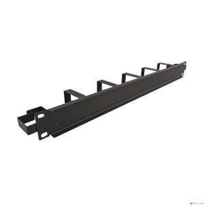 NTSS Горизонтальный кабельный органайзер 19", 1U, 7 колец глубиной 45 мм, металл, RAL 9005 NTSS-HORG-1U-7(45)-BL