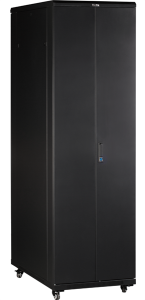 Шкаф 19" Business, 47U 600x800, черный, передняя дверь стекло, задняя дверь распашная металл