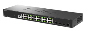 Коммутатор D-Link Управляемый L2 коммутатор, 24x1000Base-T, 4x10GBase-X SFP+, защита от статического электричества до 6 кВ, CLI, консольный порт RJ-45
