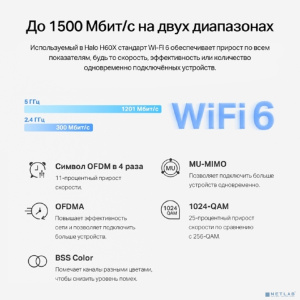 Mercusys Halo H60X(2-pack) AX1500 Домашняя Mesh Wi-Fi 6 система