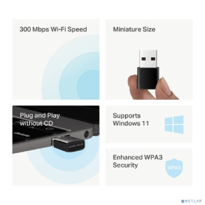 Mercusys MA12N Сверхкомпактный USB-адаптер с поддержкой Wi-Fi N300