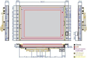 Безвентиляторный панельный компьютер VOX-104, дисплей 10.4", без корпуса, плата VDX-6328 и блок питания на ~220V