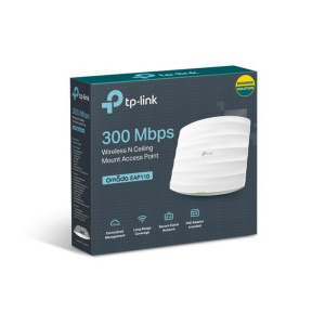 Точка доступа Wi-Fi TP-LINK EAP110 N300 Потолочная точка доступа Wi-Fi, чипсет QCА (Atheros), до 300 Мбит/с на 2,4 ГГц, 802.11b/g/n, 1 порт LAN 10/100