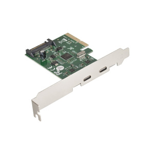 Контроллер Exegate EX283715RUS EXE-313 PCI-Ex4, 2*USB3.1 Type-C ext, разъем доп.питания (OEM)