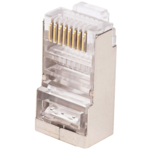 Разъем Hyperline WR-8P8C-5E-SH WRline Коннектор RJ-45 под витую пару, категория 5e, экранированный, универсальный (100 шт в упаковке)