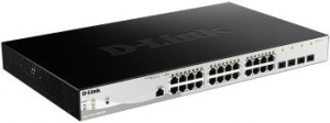 Коммутатор D-LINK DGS-1210-28MP/ME DGS-1210-28MP/ME/B (L2) 24x1Гбит/с 4xКомбо(1000BASE-T/SFP) 4SFP 24PoE 370W управляемый
