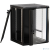 Hyperline TWB-FC-1866-GP-RAL9004 Шкаф настенный 19-дюймовый (19") 18U, 908x 600х 600мм, стеклянная дверь с перфорацией по бокам, ручка с замком, с воз