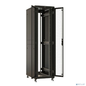 Шкаф серверный Hyperline TTBR-4281-DD-RAL9004 напольный, перфорированная двустворчатая передняя дверь, 42U, 800x2055x1000 мм