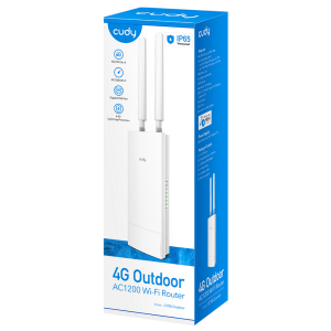 Точка доступа CUDY Outdoor 4G LTE AC1200 Wi-Fi Gigabit Router, Cat.6, 300Mbps + 867Mbps Wi-Fi, build-in 4G LTE modem, lightning protection, IP65 Wate