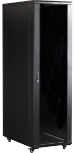 Шкаф Шкаф 19" Business, 42U 600x800, черный, передняя дверь стекло, задняя дверь распашная металл