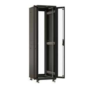 Шкаф Hyperline TTBR-4762-DD-RAL9004 напольный 19-дюймовый, 47U, 2277x600х1200 мм (ВхШхГ), передняя и задняя распашные перфорированные двери (75%), руч