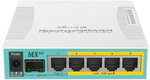 Роутер MikroTik hEX PoE (RB960PGS) 10/100/1000BASE-TX/SFP белый Роутер MikroTik hEX PoE (RB960PGS) 10/100/1000BASE-TX/SFP белый