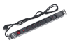 Cabeus PDU-6P-F-2EU Блок евророзеток для 19" шкафов, горизонтальный, 6 розеток, фильтр, 16 A, выключатель, шнур 2м, алюминиевый корпус, немецкий стан