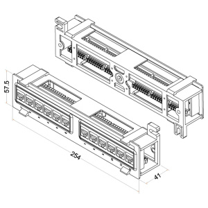 Панель Hyperline PPW-12-8P8C-C5e Патч-панель настенная, 12 портов RJ-45(8P8C), категория 5е, с подставкой