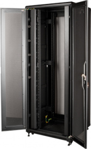 Шкаф серверный Lanmaster Business (TWT-CBB-47U-8X12-P1) напольный 47U 800x1200мм пер.дв.перфор. задн.дв.перфор.2-хст. 2 бок.пан. 800кг черный