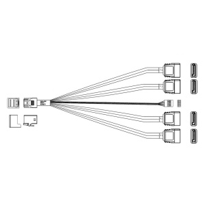 Кабель DiliVing DL-0591, Internal SFF8643-to-4*SATA+SB (HDmSAS (прямой) -to- 4*SATA(прямой)+SideBand) Crossover, 75 cm