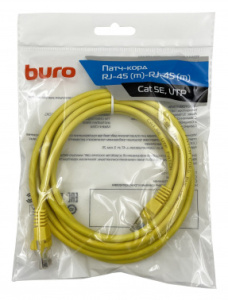Патч-корд Buro UTP-5E-3M-Y UTP 4 пары cat.5E CCA molded 3м желтый RJ-45 (m)-RJ-45 (m)
