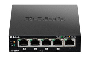Коммутатор D-LINK Неуправляемый PoE-коммутатор, 5x100Base-TX (4x100Base-TX PoE), PoE-бюджет 60 Вт, корпус металл