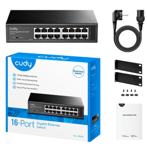 Коммутатор CUDY 16-Port Gigabit Metal Switch 16-Port Gigabit Switch, 16 Gigabit RJ45 Ports, IGMP Snooping, Loop Detection/Prevention, 802.1p/DSCP QoS,