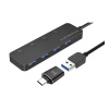 HARPER HUB-04MB Black USB-концентратор, Интерфейс: 4 х USB 3.2, 1 х Micro USB Переходник: USB 3.0 / Type-C, Скорость передачи данных: до 5 Гб/с, Мате