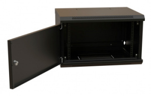 Шкаф коммутационный WRline (WR-TW-0666-SR-RAL9004) настенный 6U 600x600мм пер.дв.металл 2 бок.пан. направл.под винты 60кг черный 500мм 367мм IP20 стал