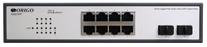 Коммутатор ORIGO Неуправляемый PoE-коммутатор, 8x1000Base-T PoE, 2x1000Base-X SFP, PoE-бюджет 120 Вт, комплект для установки в 19" стойку