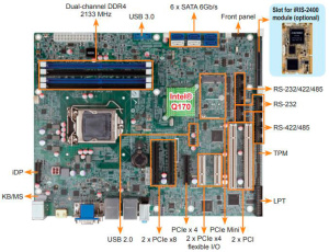 Промышленная материнская плата IMBA-Q170-i2, форм-фактор ATX, сокет Intel LGA 1151 для процессоров Core i3/i5/i7/Pentium/Celeron, до 64Гб DDR4-2133, V