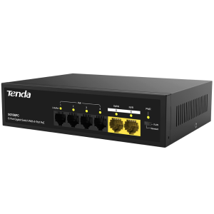Коммутатор Tenda SG106PC Коммутатор неуправляемый PoE, 6 портов 6x1 Гбит/с, PoE 4х до 30 Вт, 2хUplink, настольный