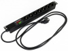 Блок распределения питания Hyperline SHE19-7SH-AV-2.5EU гор.размещ. 7xSchuko базовые 16A Schuko 2.5м