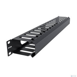 NTSS Организатор кабельный горизонтальный с крышкой NTSS, крепление 19 1U, глубиной 45мм, металл, черный RAL 9005 NTSS-HORGC-1U-(45)-BL