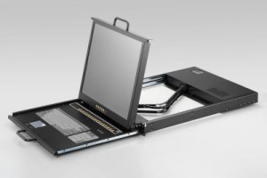 Консоль для стойки 19" AMK716-19CBRU, высота 1U, TFT LCD 19", 1280x1024, USB / PS2, 16 x KVM входов, русифицированная клавиатура, тачпад, 90 ~ 264В AC