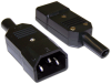 Вилка Вилка IEC 60320 C14, 10A, 250V, прямая, разборная, черная