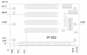 Объединительная плата IP-5S, 5 слотов с 1 x PCISA и 4 x PCI