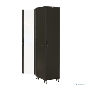 Шкаф серверный Hyperline (TTBR-4261-AS-RAL9004) напольный 42U 600x1000мм пер.дв.стекл задн.дв.спл.стал.лист 2 бок.пан. 800кг черный 910мм 2055мм IP20