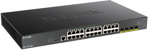 Коммутатор D-LINK Коммутатор/ DGS-1250-28XMP Smart L2 Switch 24x1000Base-T PoE, 4х10GBase-X SFP+, PoE Budget 370W, CLI, RJ45 Console
