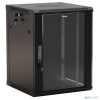 Hyperline TWB-0945-GP-RAL9004 Шкаф настенный 19-дюймовый (19"), 9U, 500x 600х 450мм, стеклянная дверь с перфорацией по бокам, ручка с замком, цвет чер