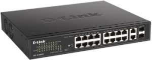 Коммутатор D-LINK DES-1018MPV2/A 16x100Мбит/с 2x1Гбит/с 2xКомбо(1000BASE-T/SFP) 16PoE+ 247W неуправляемый