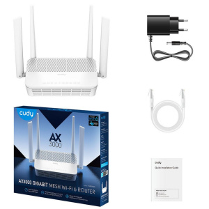 Маршрутизатор CUDY AX3000 Gigabit Wi-Fi 6 Mesh Router Dual Band, Chipset MT7981BA+MT7976CN+MT7531AE, 802.11ax/ac/a/b/g/n, 2402Mbps at 5GHz + 574Mbps a
