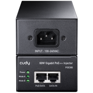 PoE-адаптер CUDY 60W Gigabit PoE+/PoE Injector, 802.3at (60W)/802.3af Standard, Data and Power Carried over The Same Cable Up to 100 Meters, Wall Moun