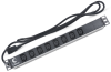 Блок розеток Cabeus PDU-8I-2IEC Блок розеток для 19" шкафов, гор., 8 розеток IEC 320 C13, 10 A, без выключателя, алюм. корпус, шнур 2 м, вилка IEC 320