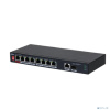 DAHUA DH-PFS3110-8ET1GT1GF-96 10-портовый неуправляемый коммутатор с PoE, 8xRJ45 10/100Mb PoE, 1xRJ45 1Gb uplink, 1xSFP 1Gb uplink, суммарно 96Вт, ком