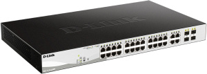 Коммутатор D-LINK Коммутатор/ DGS-1210-28MP/FL Managed L2 Switch 24x1000Base-T PoE, 4xCombo 1000Base-T/SFP, PoE Budget 370W, Surge 6KV, CLI