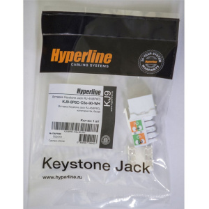 Вставка Hyperline KJ9-8P8C-C5e-90-WH Вставка Keystone Jack RJ-45 (8P8C), категория 5e, белая
